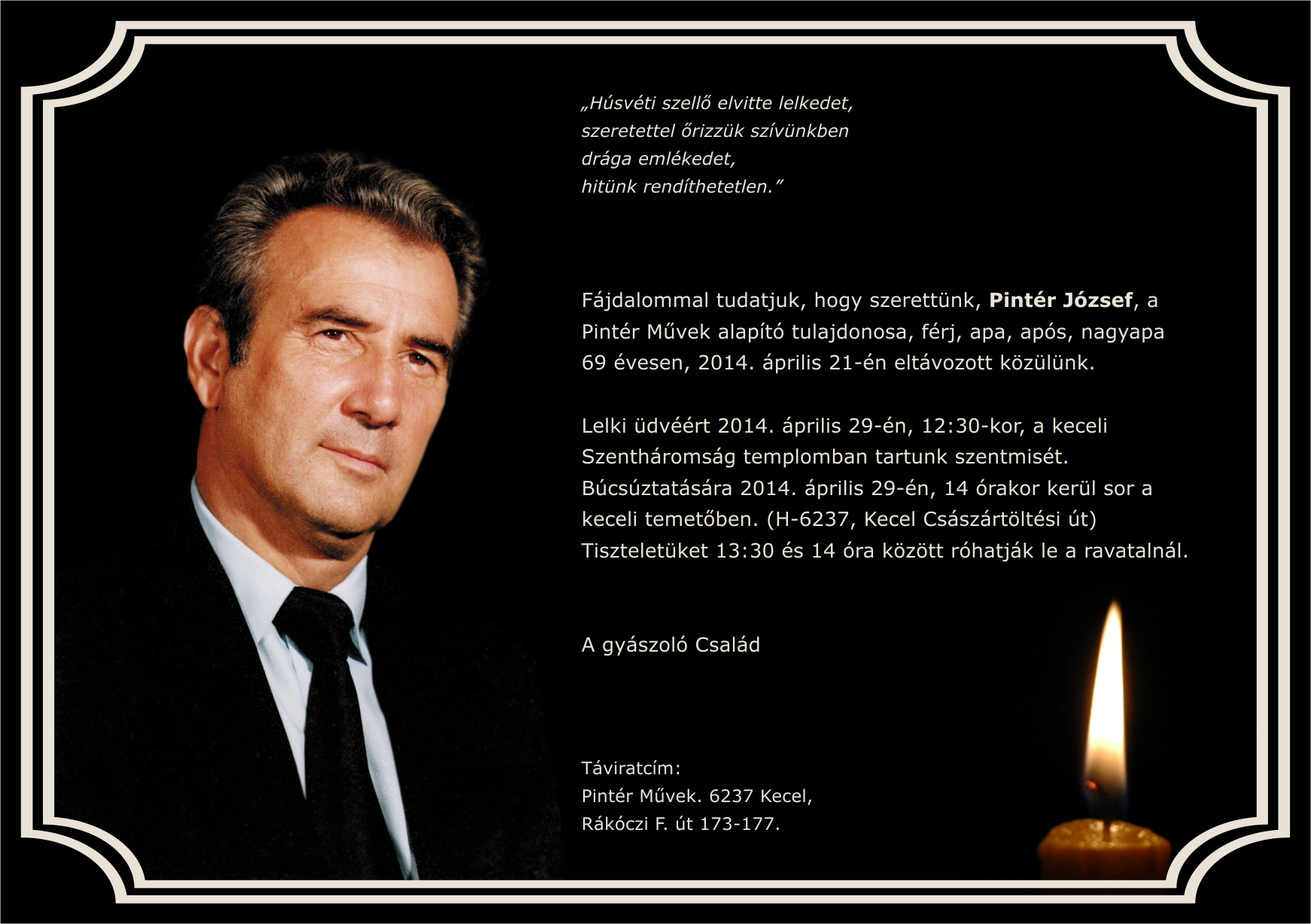 Gyászjelentés temetés időpontja