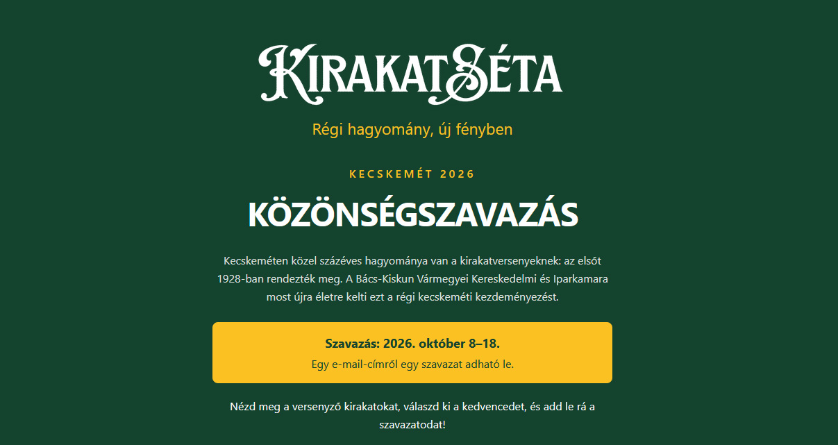 Elindult a KirakatSéta Kecskemét - 18 versenykirakat várja a közönség szavazatait