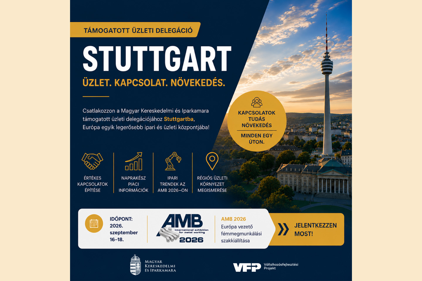 Kamarai üzleti delegáció Stuttgartba támogatott részvételi lehetőséggel - 2026.09.16-18.